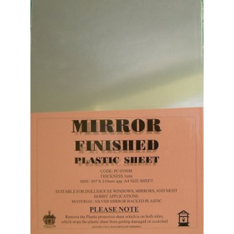 Dolls House Mirror Finished Plastic Perspex A4 Sheet 1mm 