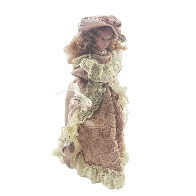 Dolls House Victorian Lady with Ringlets Miniature People Porcelain Doll