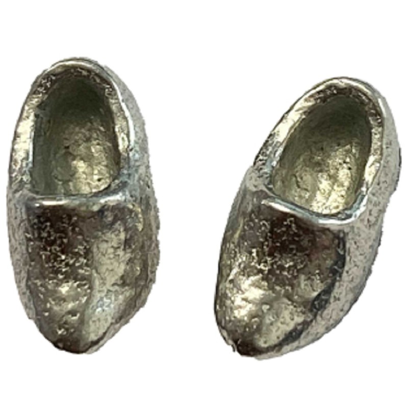 Dolls House Pair of Silver Clogs 1:24 Half Inch Miniature Bedroom Accessory