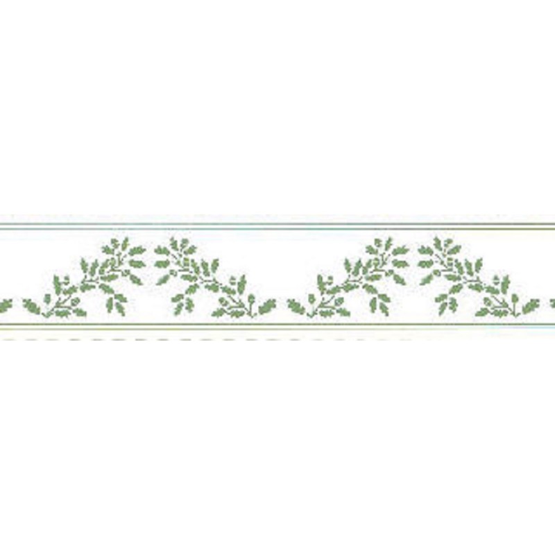 Dolls House Green on White Acorns Wallpaper Border William Morris