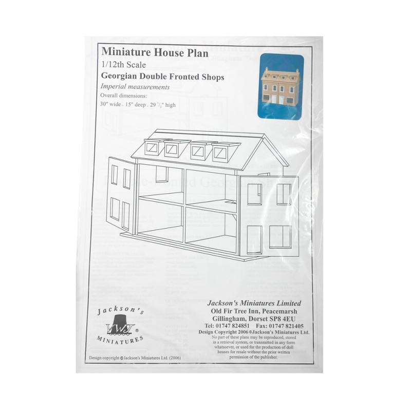 Dolls House Plans Build Your Own 1:12 Georgian Double Fronted Shops