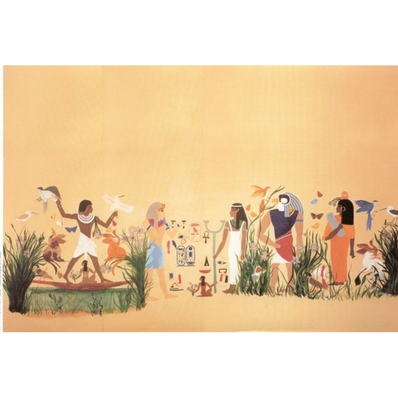 Dolls House Miniature Print Egyptienne Egyption Egyptian Wallpaper