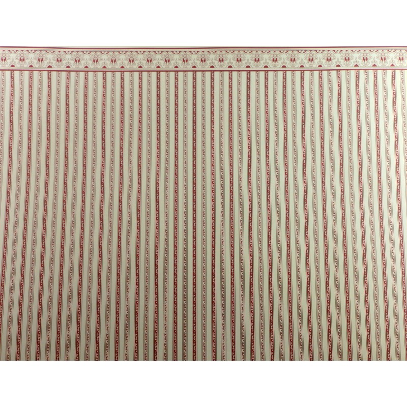 Dolls House Miniature Print Red Cream Regency Stripe Wallpaper