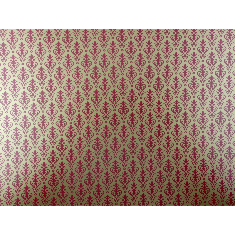 Dolls House Victorian Red on Gold Miniature Print 1:12 Wallpaper