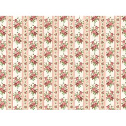 Dollhouse Miniature MiniGraphics Wallpaper Mauve Floral Roses "Ogee Lace" 1:12 