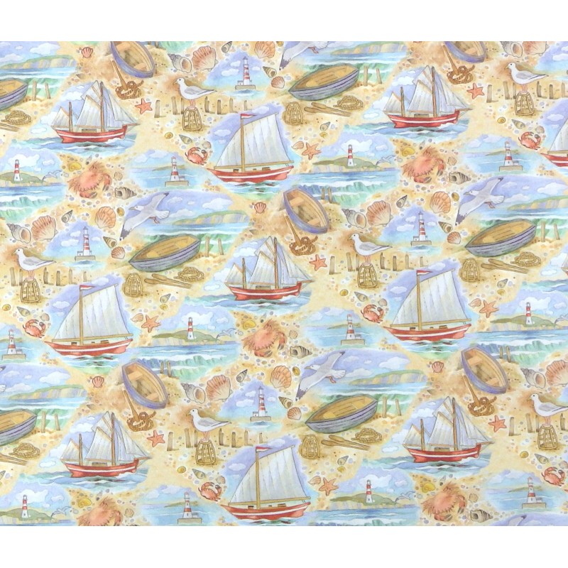 Dolls House 'At the Beach' Miniature Print Seaside Scene Wallpaper