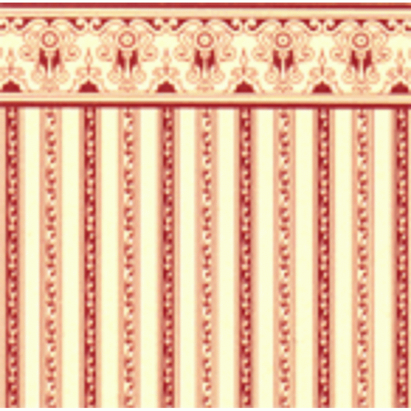 Dolls House Regency Strip Burgundy Miniature Print 1:24 Wallpaper