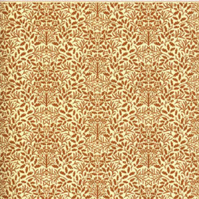 Dolls House Brown on Cream Acorns Wallpaper William Morris Design