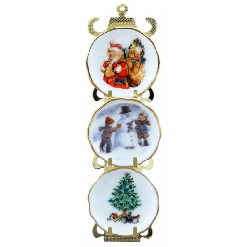 Dolls House Christmas Wall Plate Rack Ornament Reutter Porcelain Accessory 1:12