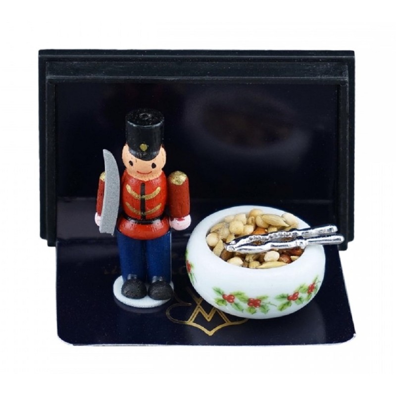 Dolls House Nutcracker & Bowl of Nuts Miniature Reutter Christmas Accessory