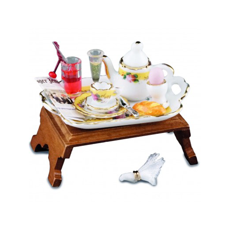 Dolls House Breakfast in Bed Tea Tray Set Miniature Reutter Bedroom Accessory