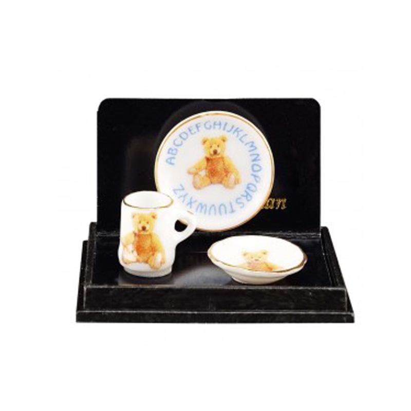 Dolls House Teddy Bear ABC Plate Set Miniature Reutter Nursery Dining Accessory