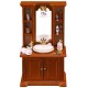 Dolls House Walnut Cabinet with Sink & Accessories Reutter Bathroom Furniture 1:12