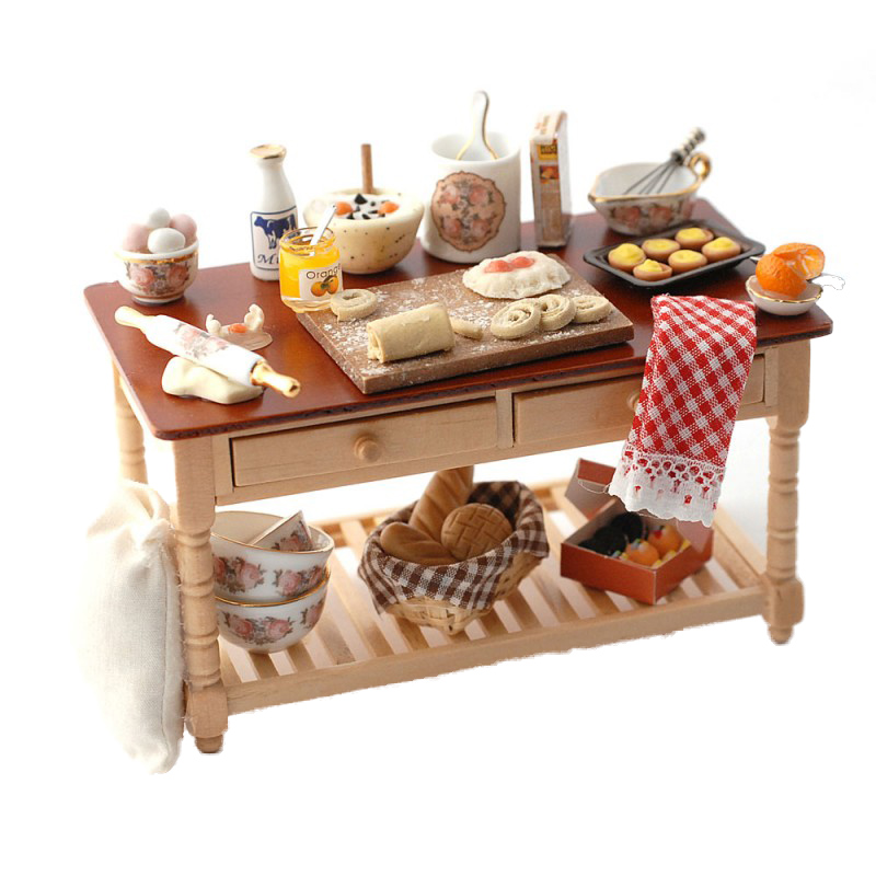 Dolls House Baking in Progress Table Miniature Reutter Kitchen Cafe Furniture