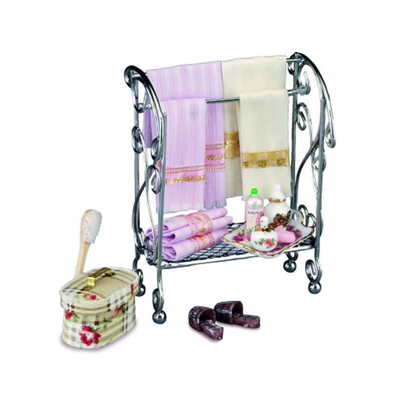 Dolls House Towel Stand with Accessories Miniature Reutter Bathroom Furniture