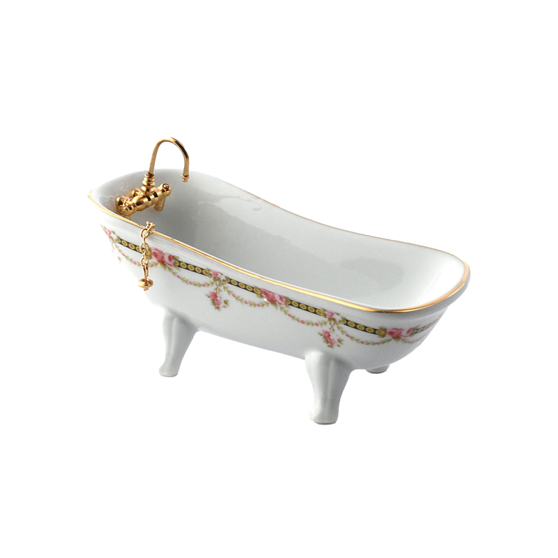 Dolls House Victorian Rose Porcelain Bath Reutter Miniature Bathroom Furniture