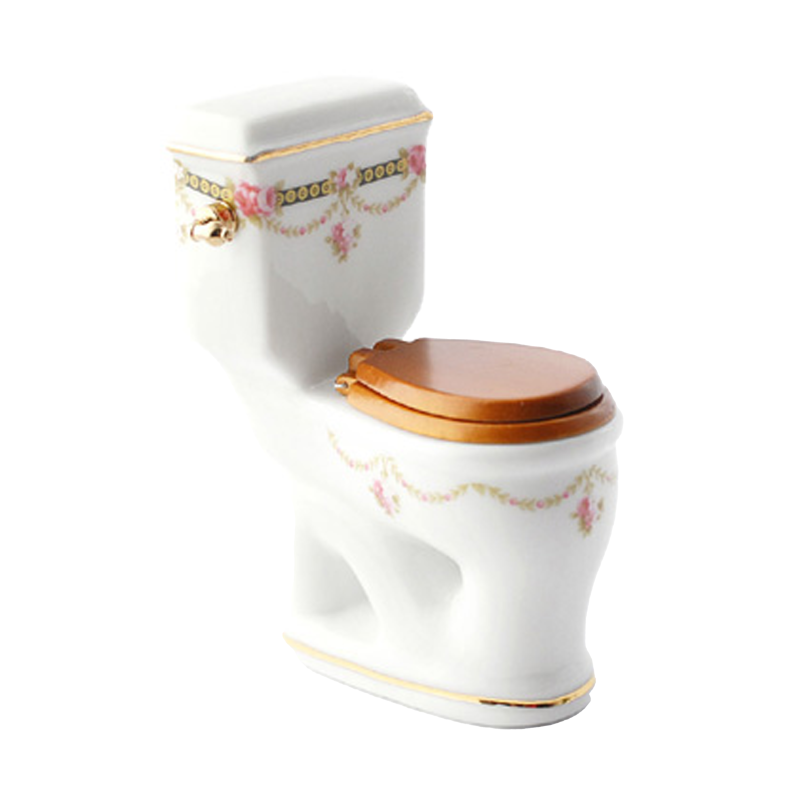 Dolls House Victorian Rose Porcelain Toilet Reutter Miniature Bathroom Furniture