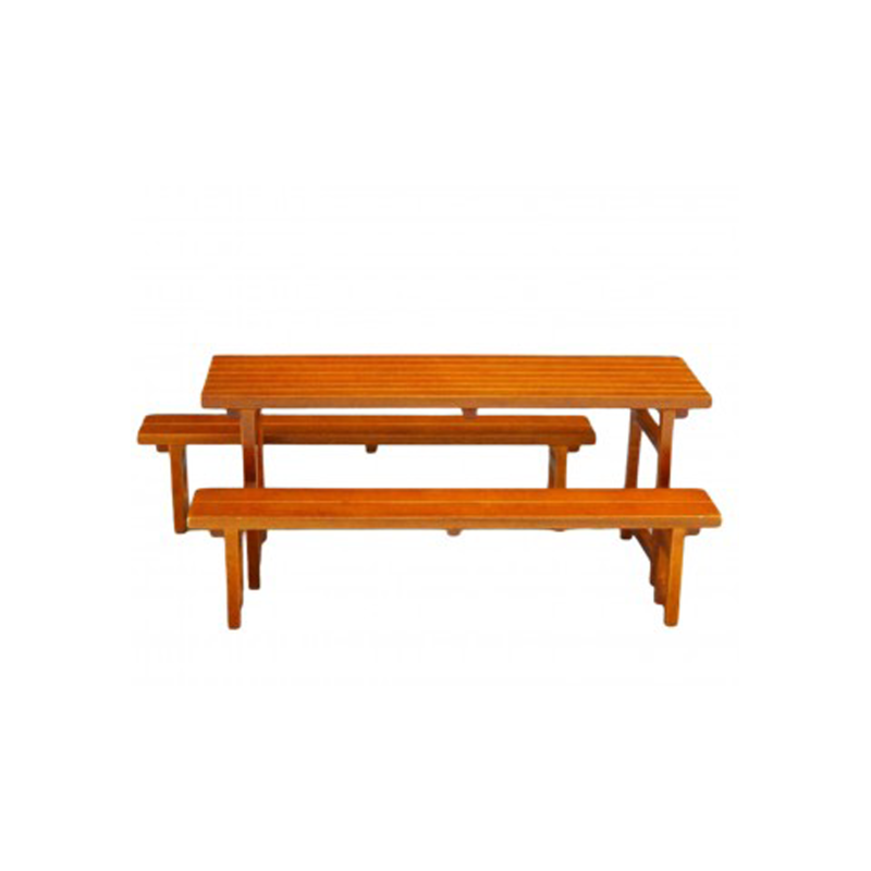 Dolls House Wooden Table with 2 Benches Miniature Reutter Garden Patio Furniture