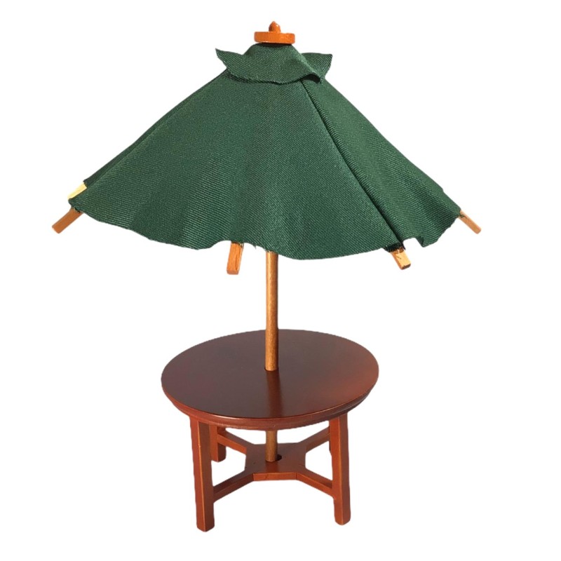 Dolls House Garden Table with Green Parasol Umbrella Reutter Miniature Furniture