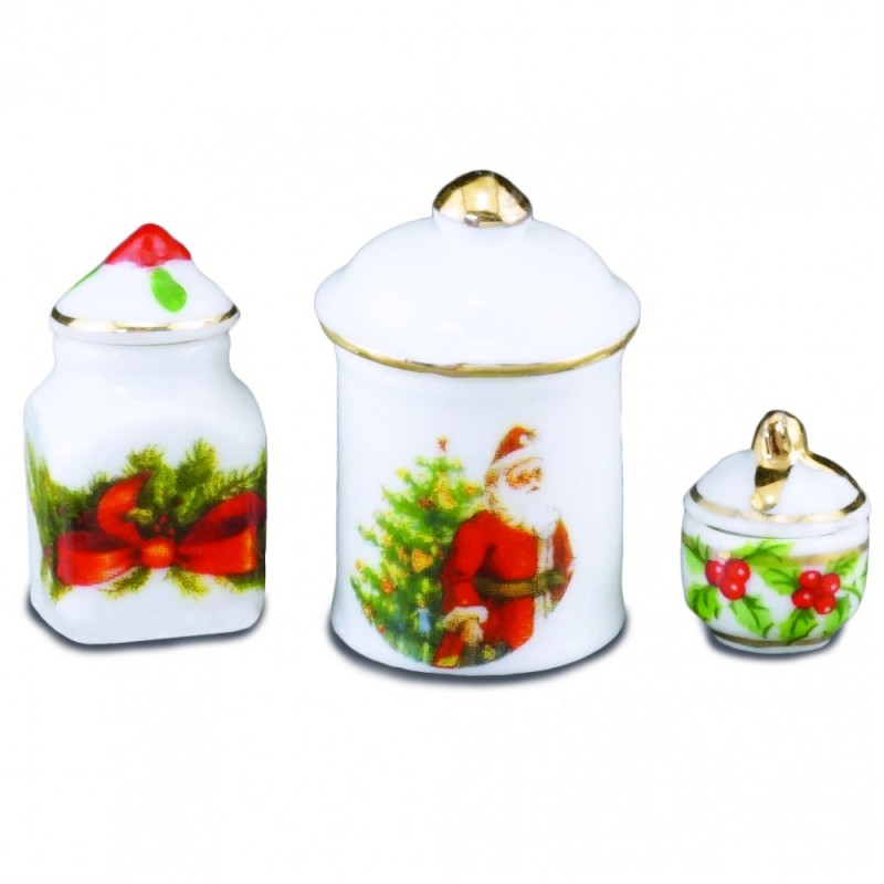 Dolls House Set of 3 Christmas Jars Ornaments Miniature Reutter Accessory