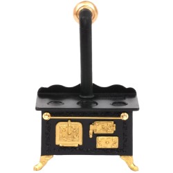 Dolls House Black & Gold Victorian Stove Miniature Reutter Kitchen Furniture