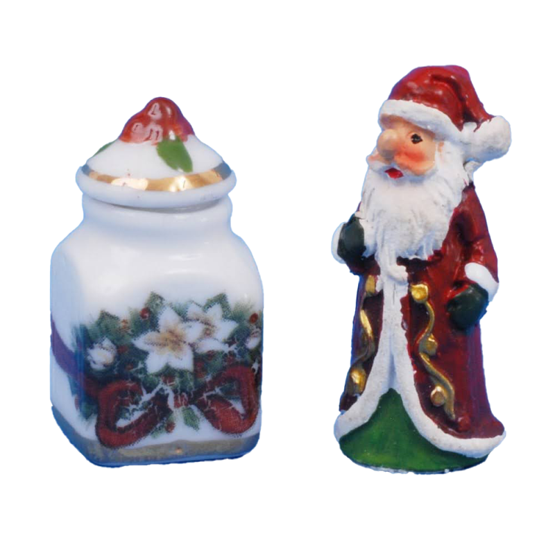 Dolls House Small Santa with Storage Jar Christmas Ornaments Reutter Accessory