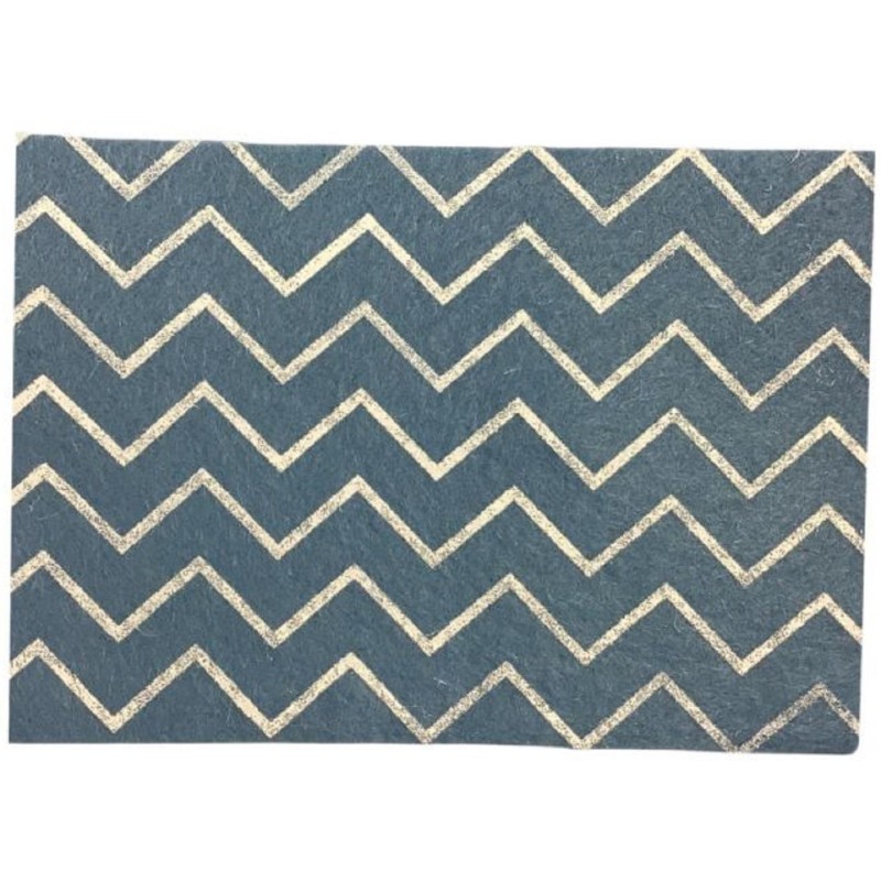 Dolls House Blue Rug with White Zig Zags Miniature Flooring Accessory 1:12 Scale