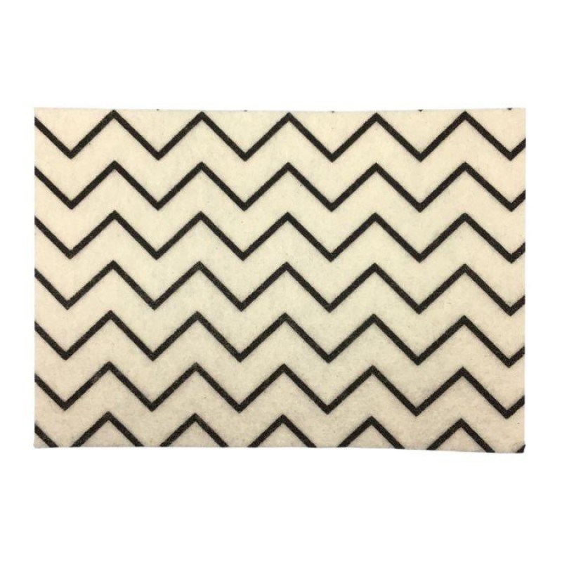 Dolls House White Rug with Black Zig Zags Miniature Flooring Accessory 1:12