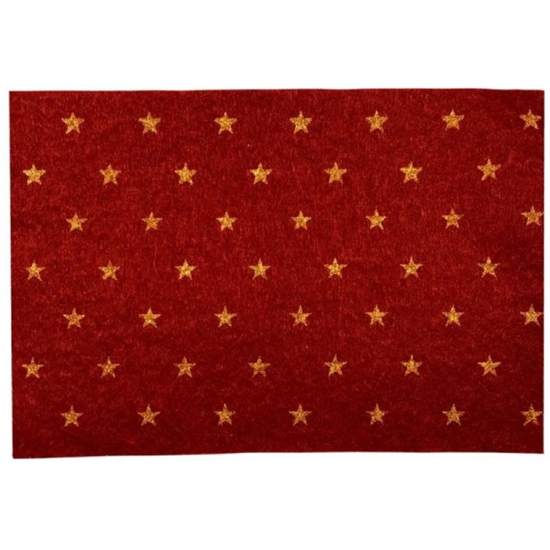 Dolls House Red with Gold Stars Rug Mat Miniature Flooring Accessory 1:12 Scale
