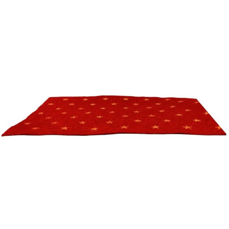 Dolls House Red with Gold Stars Rug Mat Miniature Flooring Accessory 1:12 Scale