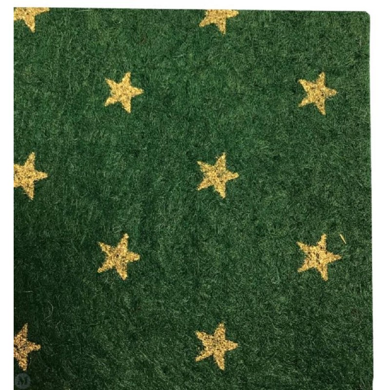 Dolls House Green with Gold Stars Rug Mat Miniature Flooring Accessory 1:12