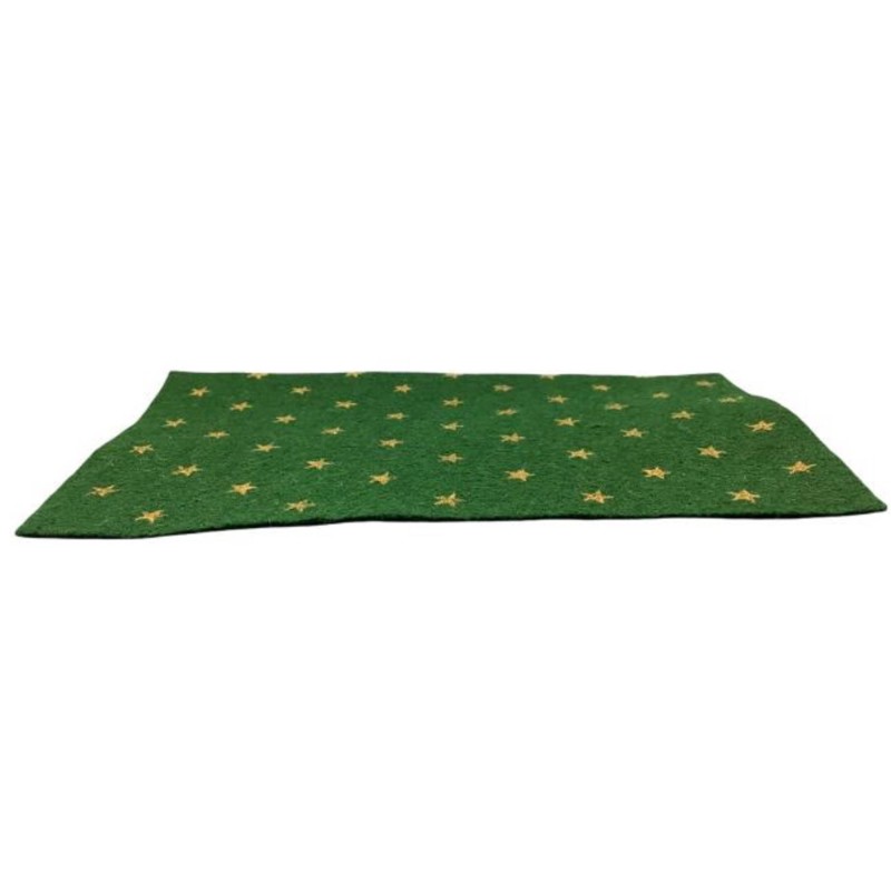 Dolls House Green with Gold Stars Rug Mat Miniature Flooring Accessory 1:12