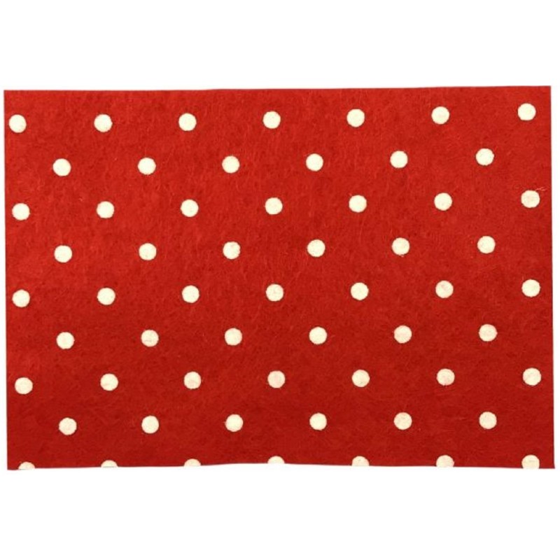 Dolls House Red with White Spots Rug Mat Miniature Flooring Accessory 1:12 Scale