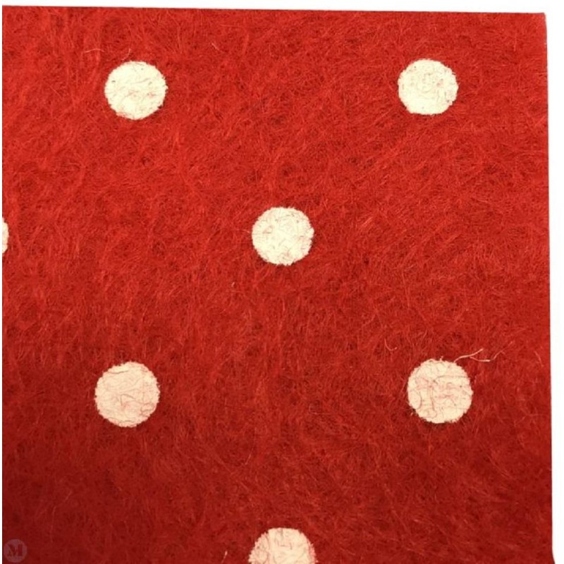 Dolls House Red with White Spots Rug Mat Miniature Flooring Accessory 1:12 Scale