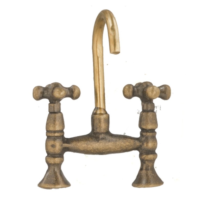 Dolls House Antique Brass Mixer Tap Faucet Old Fashioned 1:12 Kitchen Accessory
