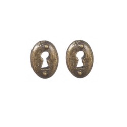 2x Dolls House Miniature Antique Brass Keyholes 