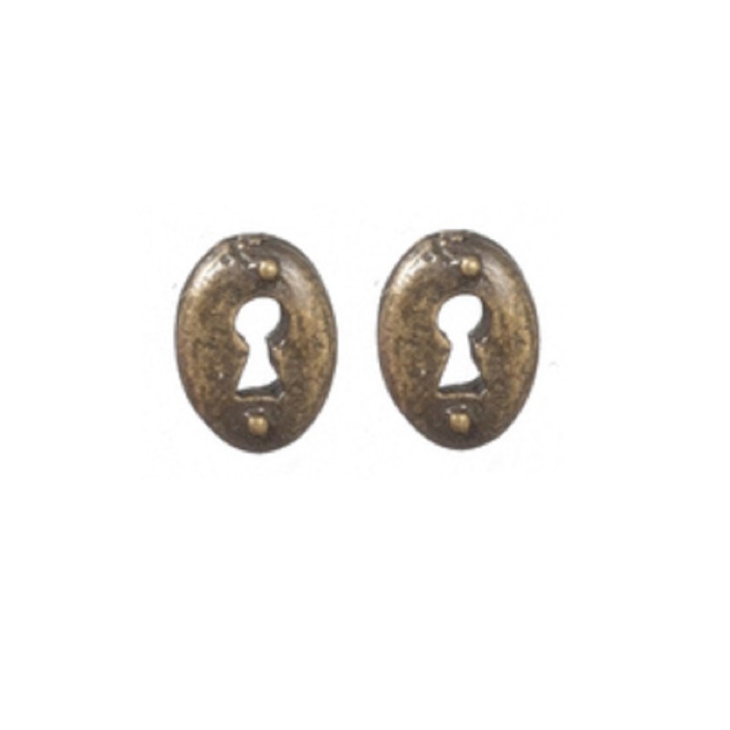Dolls House Antique Brass Oval Keyhole Plates Miniature 1:12 Door Furniture