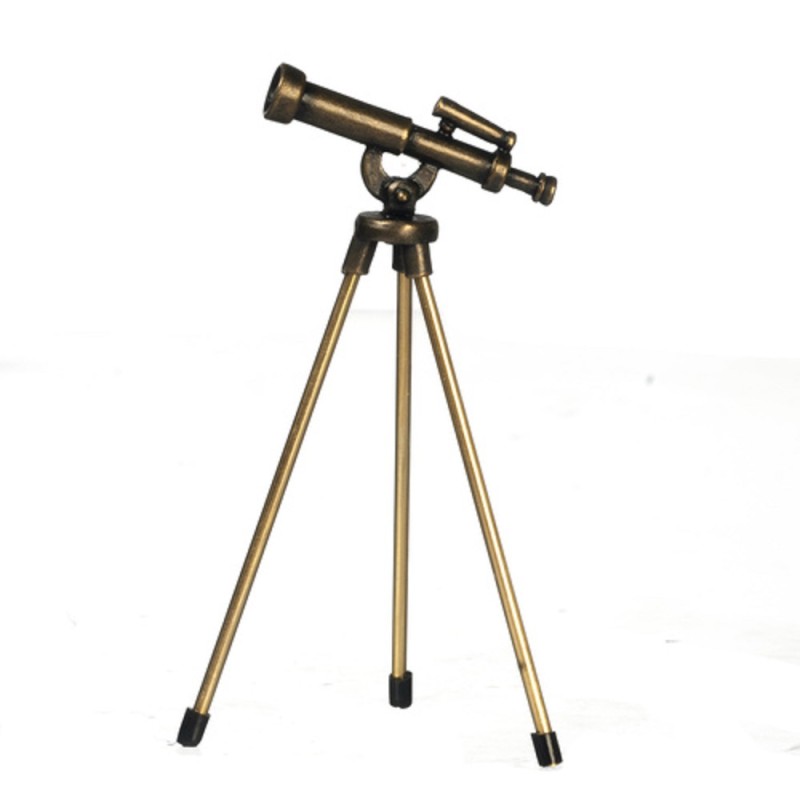 Dolls House Bronze Telescope with Gold Legs Miniature Astronomy Accessory 1:12