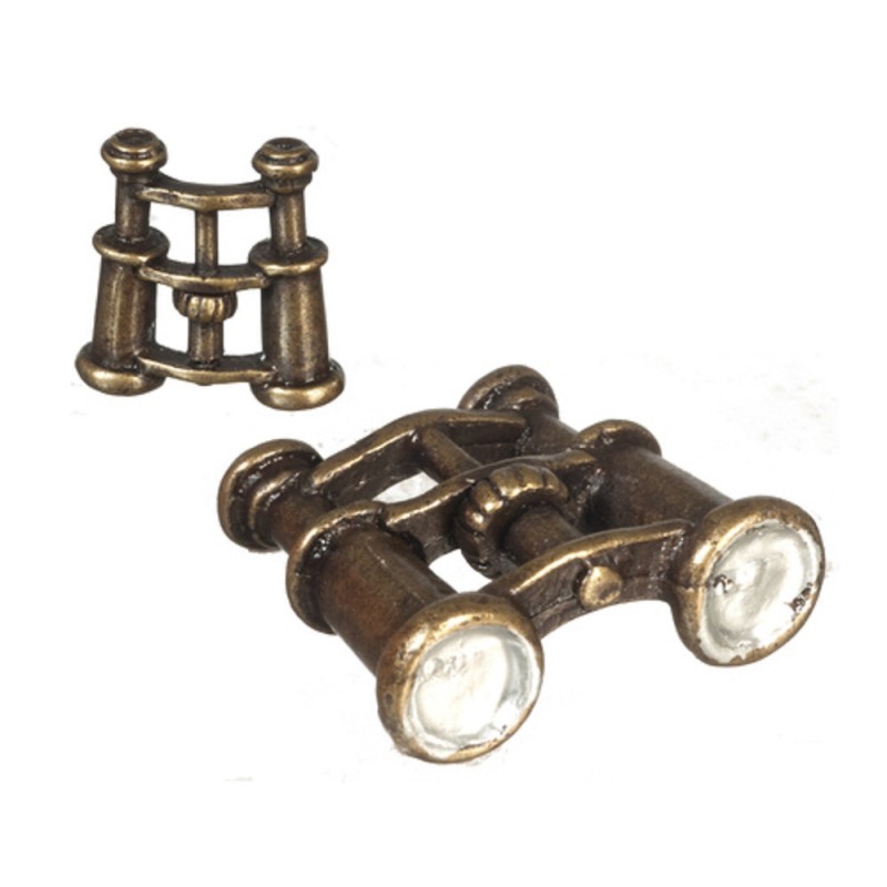 Dolls House Antique Brass Binoculars Miniature 1:12 Scale Metal Study Accessory