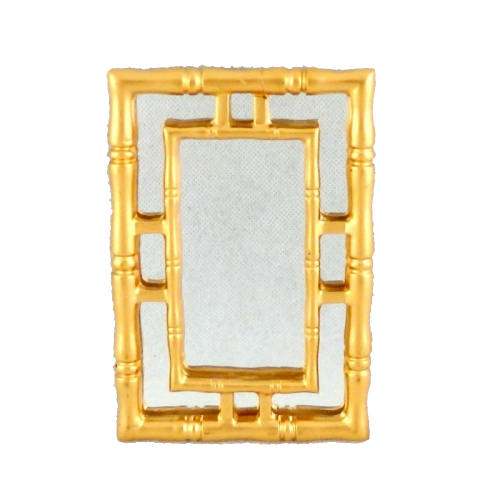 Melody Jane 1:12 Scale Walnut Wood Mirror With Gold Accents - Dollhouse Miniature Accessory