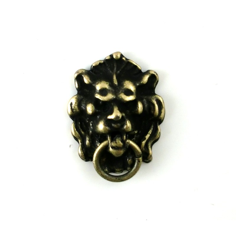 Dolls House Miniature Accessory Door Furniture Antique Gold Lions Head Knocker