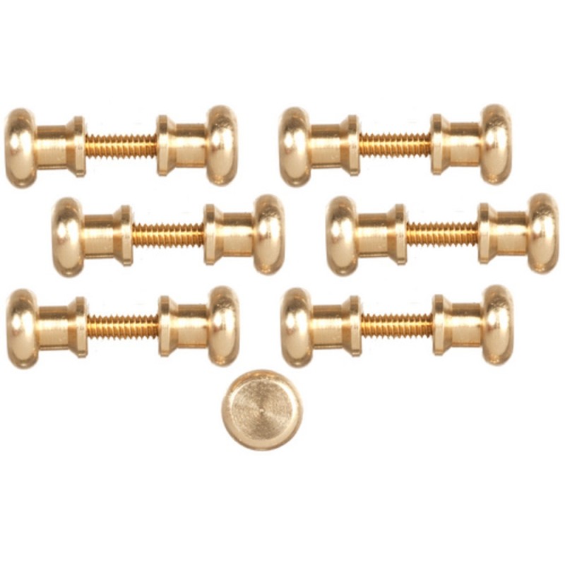 Dolls House 12 Brass Door Knobs 6 Screw Threads Handles 1:12 DIY Fittings