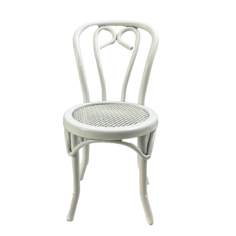 Dolls House White Metal Bistro Chair Miniature Garden Pub Patio Furniture 1:12