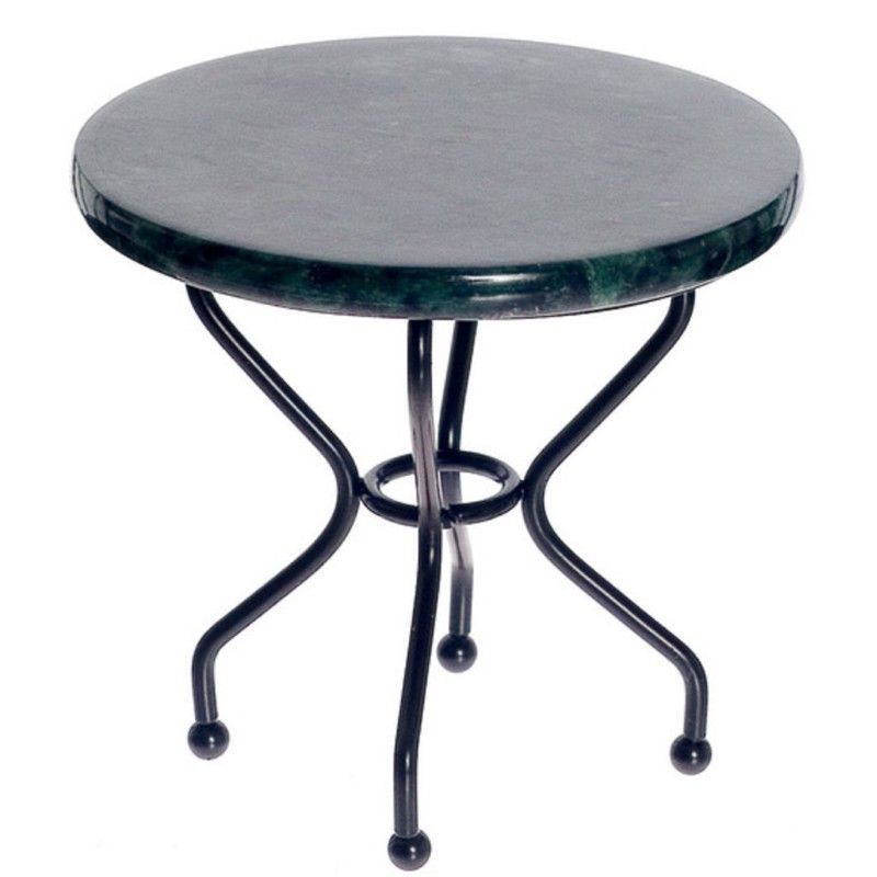 Dolls House Round Black Bistro Table Marble Top Miniature Furniture