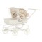 Dolls House White Metal Pram Floral Hood Miniature 1:12 Baby Nursery Accessory
