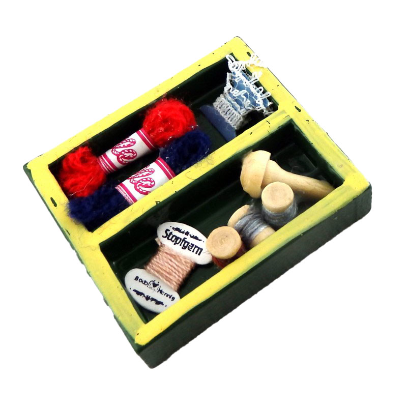 Dolls House Sewing Room Box of Needlework Miniature Haberdashery Accessory 