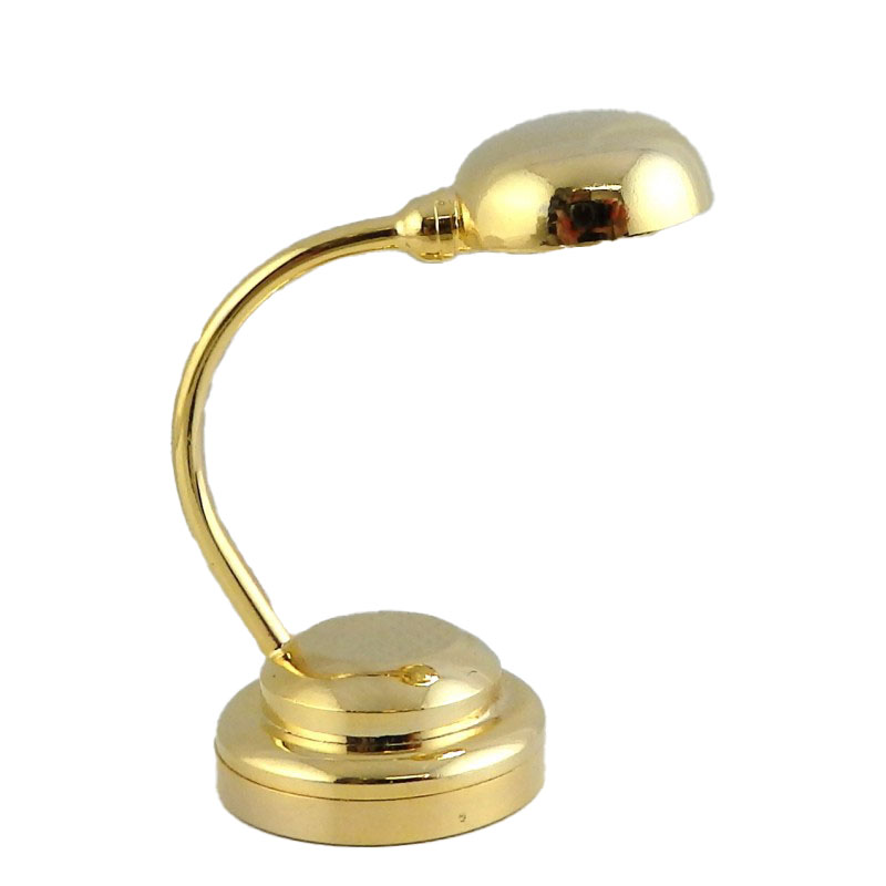 Dolls House Modern Desk Lamp Wireless LED Battery Gold Reading Light Accessory