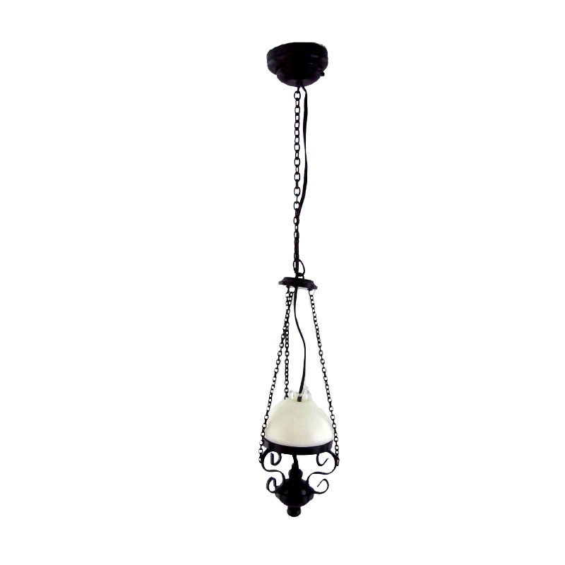 Melody Jane Dolls House Black Hanging Lantern Lamp Miniature LED Battery Light 