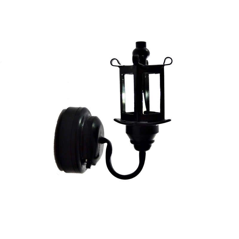 Dolls House Old Fashioned Black Coach Lamp Battery LED Wall Light