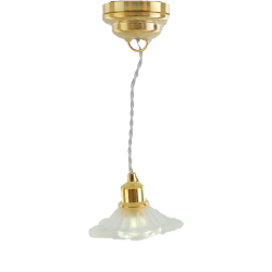 1:12 Scale Hanging Ceiling Light With A White Flower Shade Dolls House 5032W 